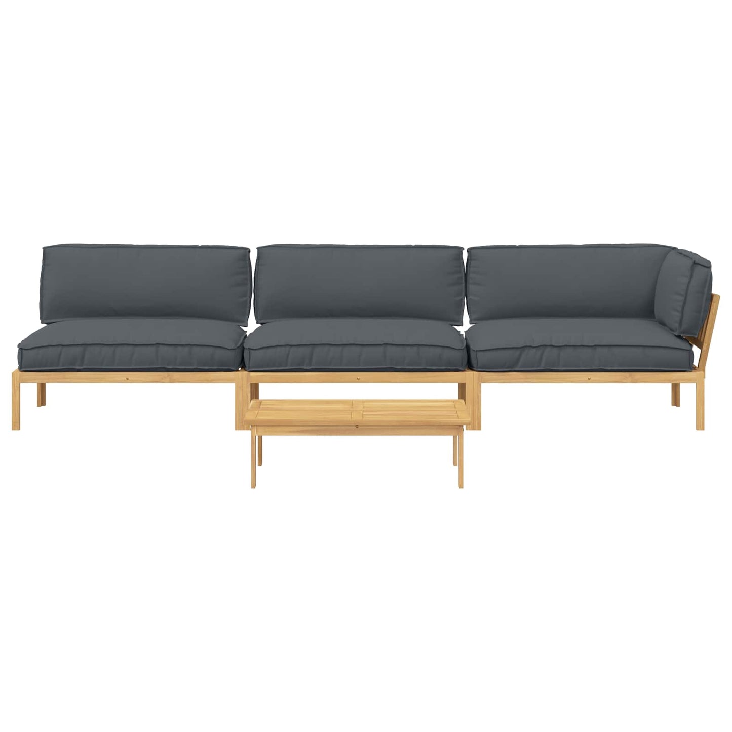 Sofa Sæt 4 stk. Antracit Massivt Akacietræ