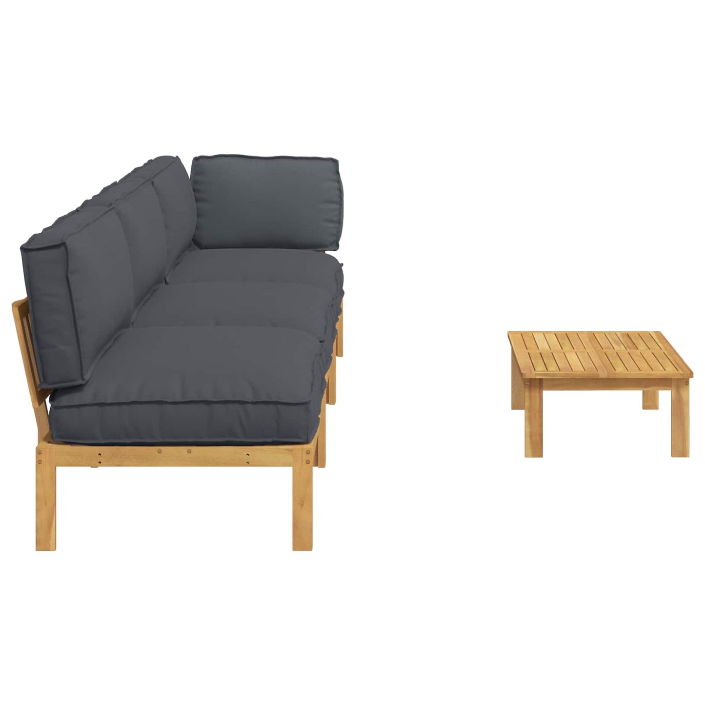 Sofa Sæt 4 stk. Antracit Massivt Akacietræ