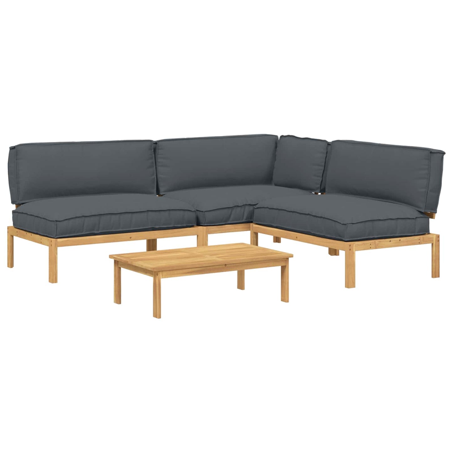 Sofa Sæt 4 stk. Antracit Massivt Akacietræ