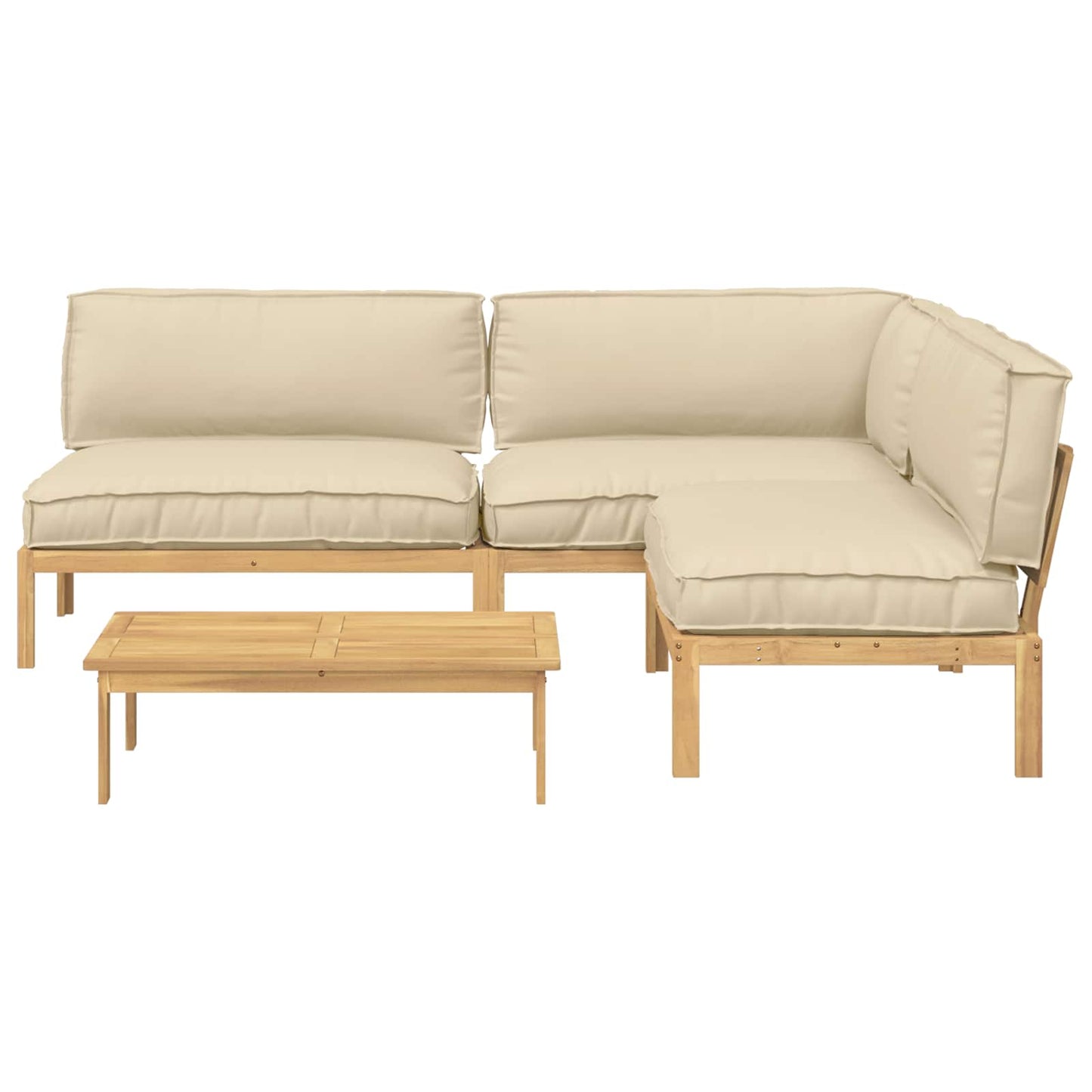 Sofa Sæt med pude Ensfarvet 4 pcs Beige Massivt Akacietræ