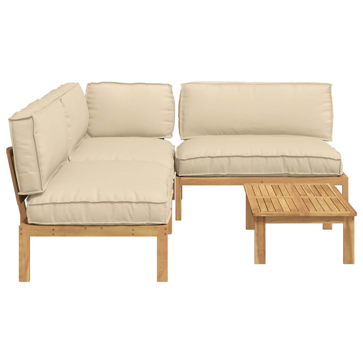 Sofa Sæt med pude Ensfarvet 4 pcs Beige Massivt Akacietræ