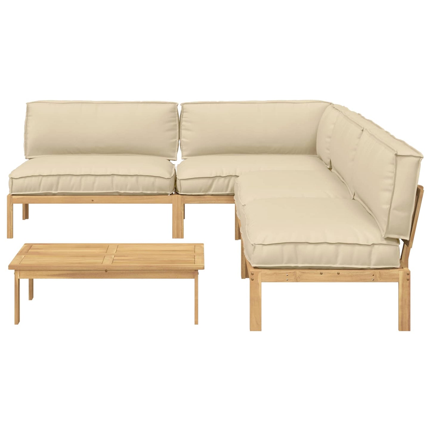 Sofa Sæt med pude Ensfarvet 5 pcs Beige Massivt Akacietræ