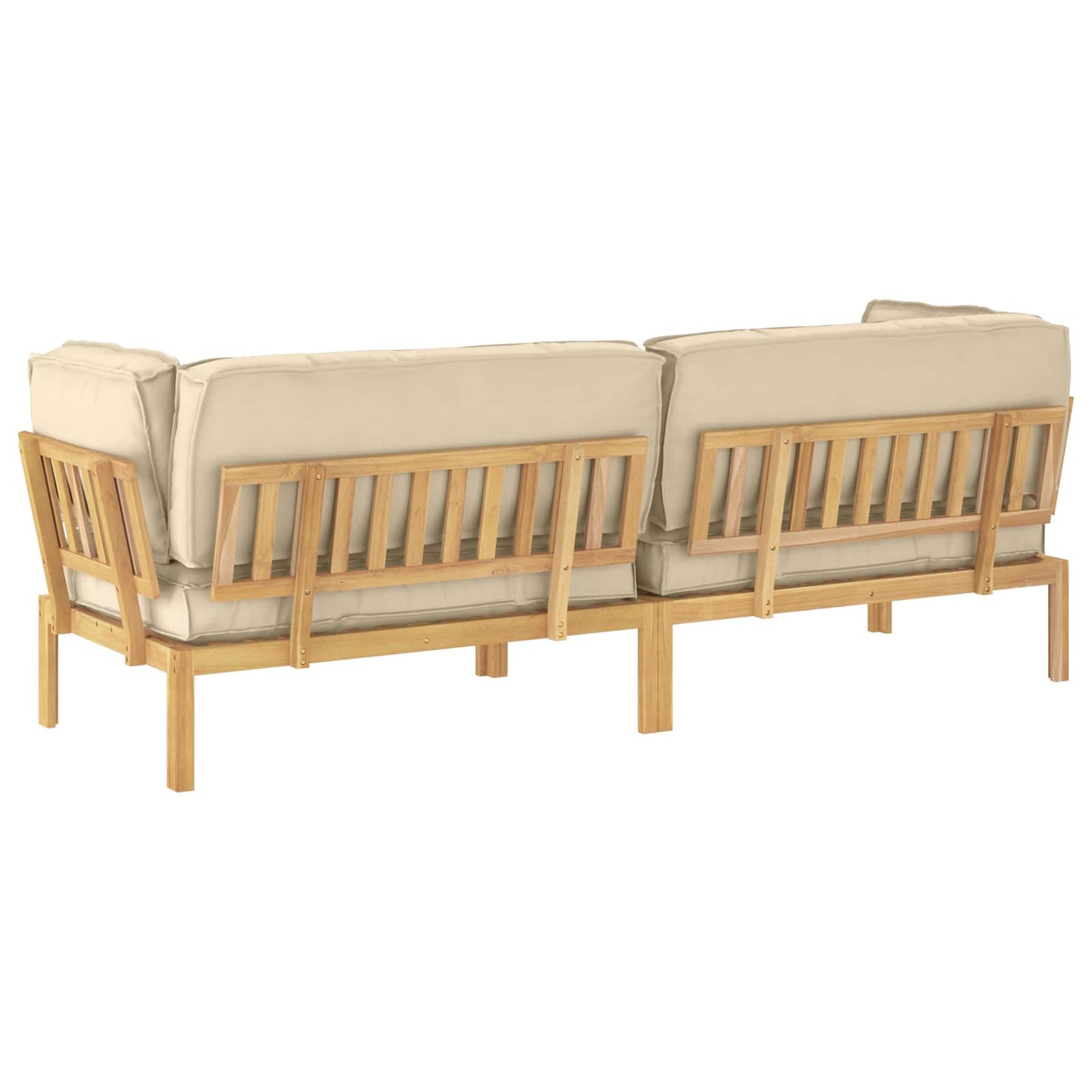 Sofa Sæt med pude Ensfarvet 2 pcs Beige Massivt Akacietræ