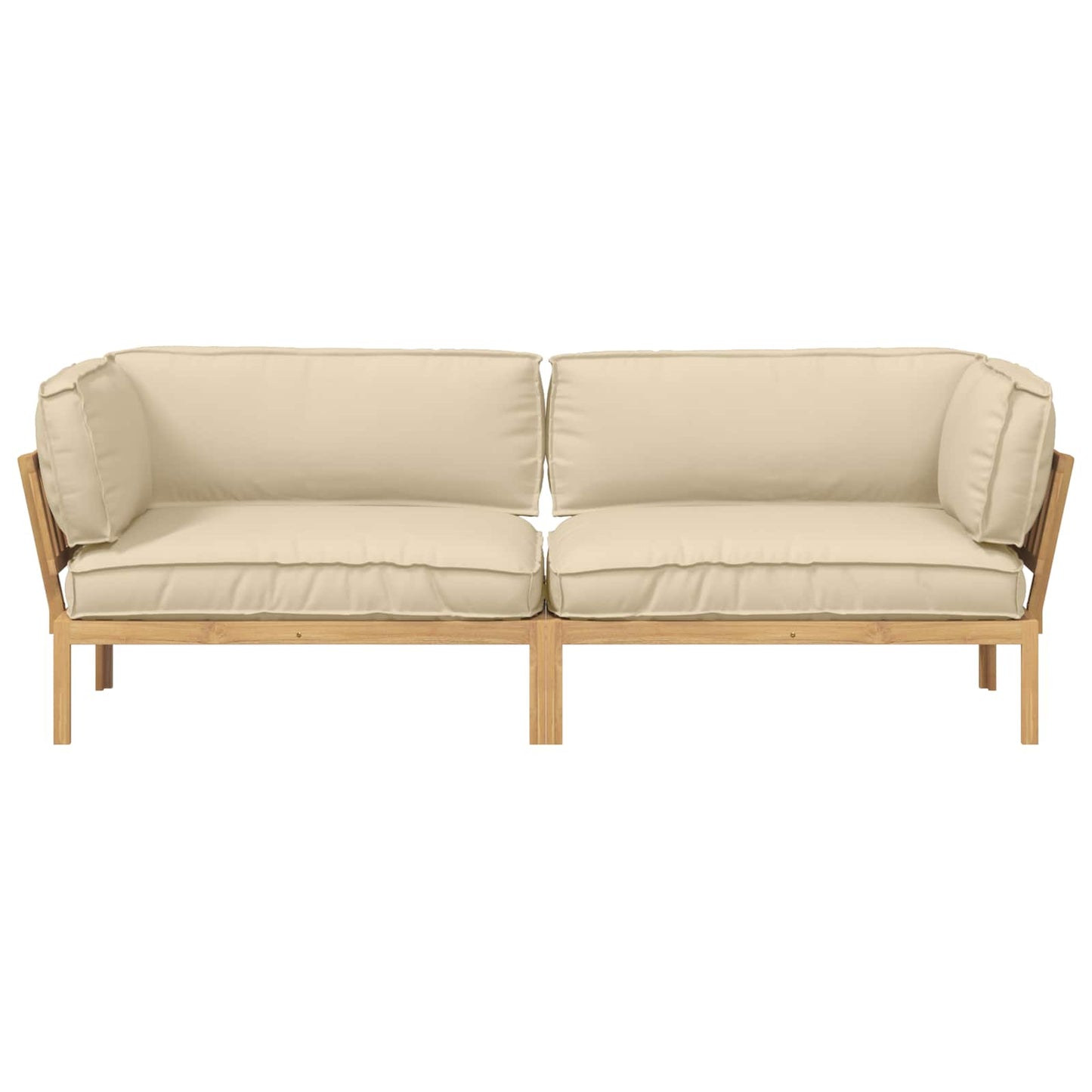 Sofa Sæt med pude Ensfarvet 2 pcs Beige Massivt Akacietræ