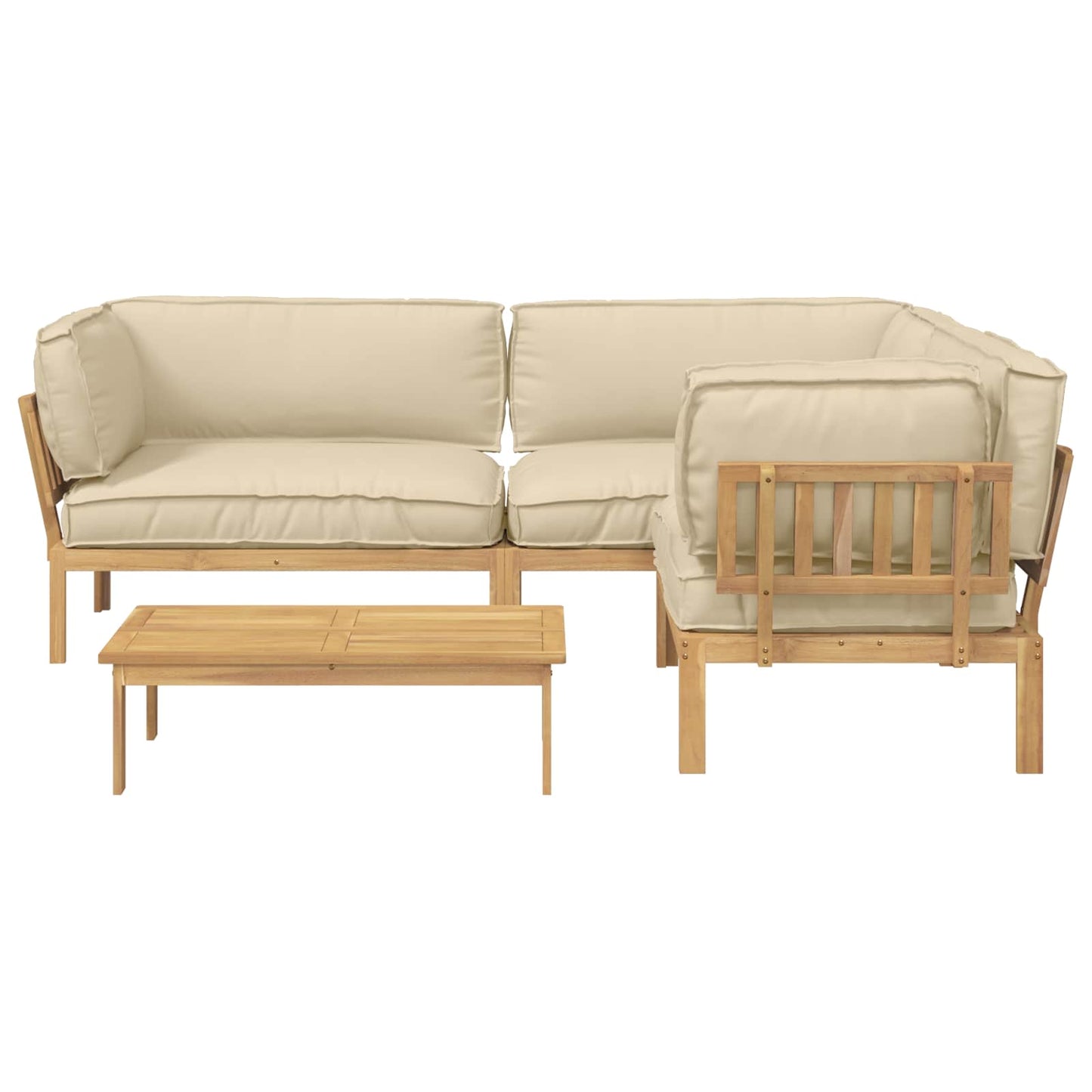 Sofa Sæt med pude Ensfarvet 4 pcs Beige Massivt Akacietræ