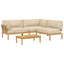 Sofa Sæt med pude Ensfarvet 4 pcs Beige Massivt Akacietræ