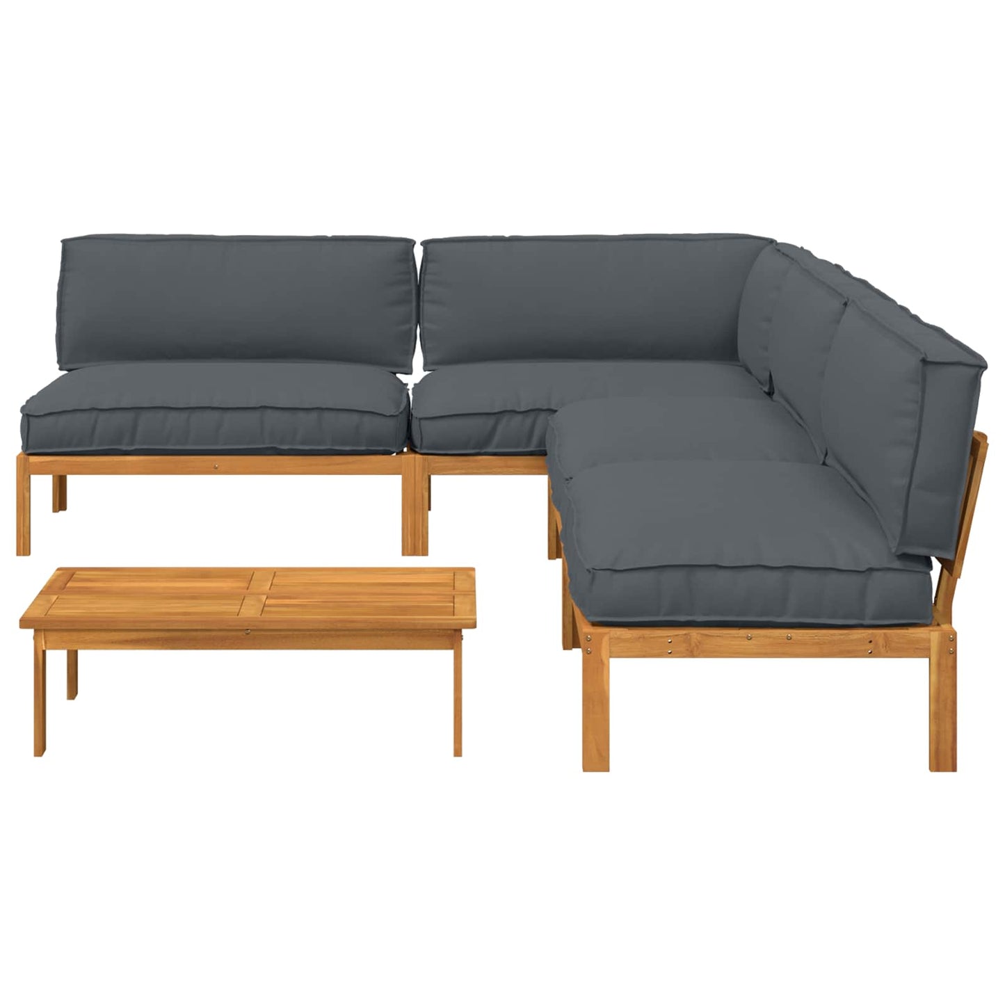 Sofa Sæt 5 stk. Antracit Massivt Akacietræ