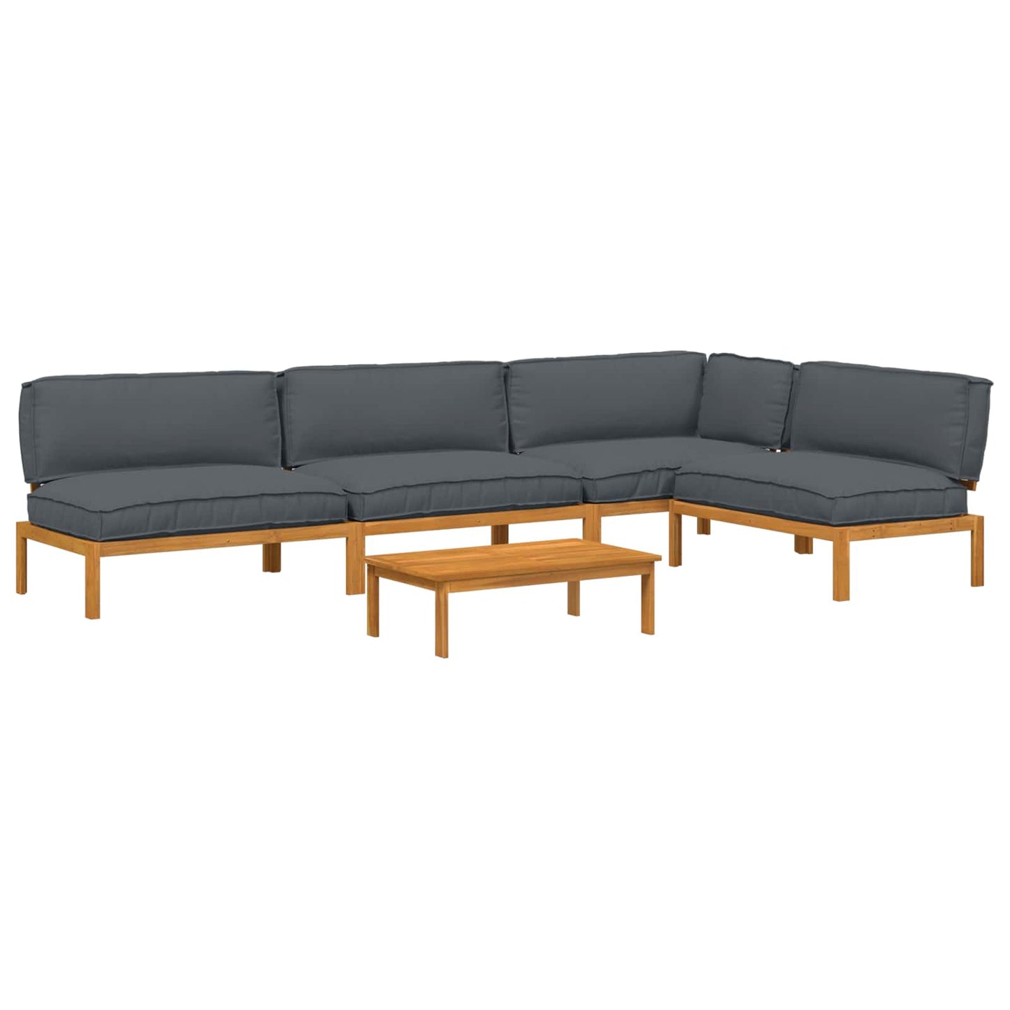 Sofa Sæt 5 stk. Antracit Massivt Akacietræ
