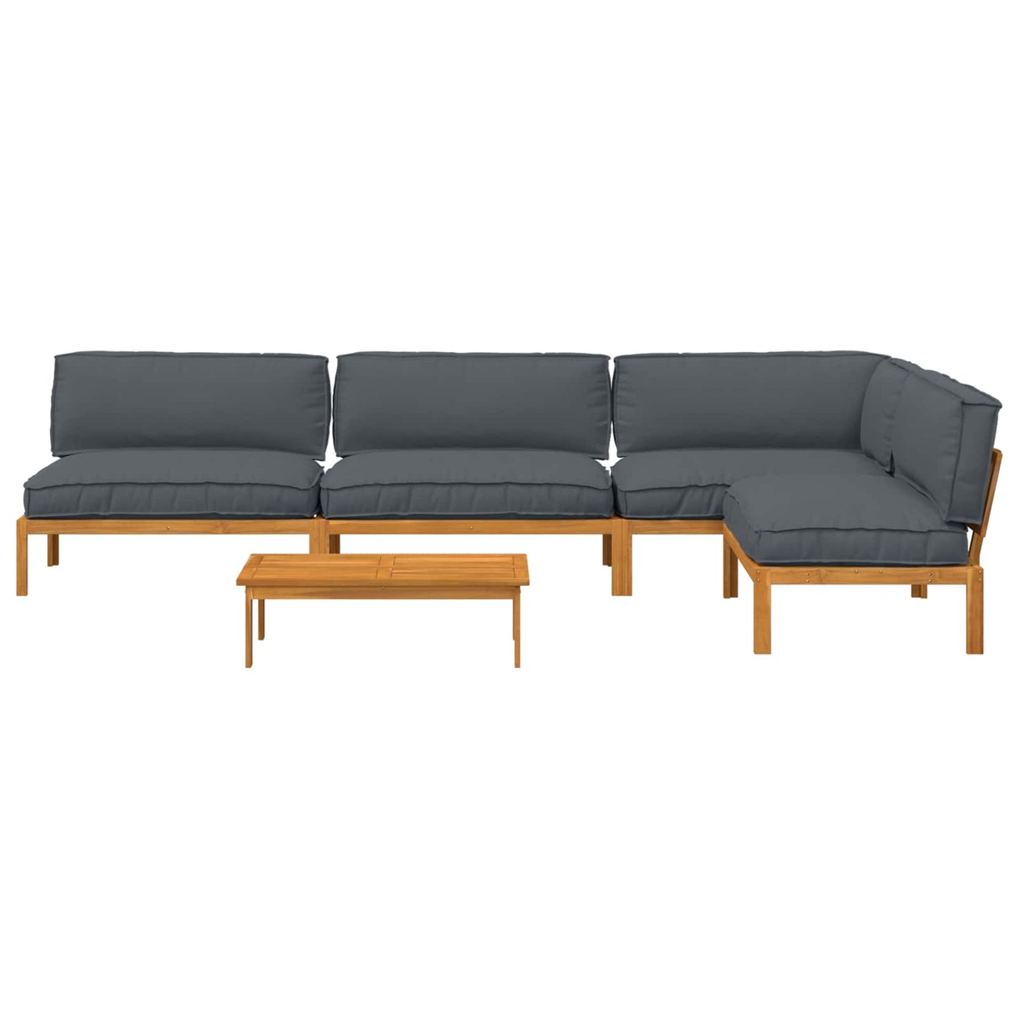 Sofa Sæt 5 stk. Antracit Massivt Akacietræ
