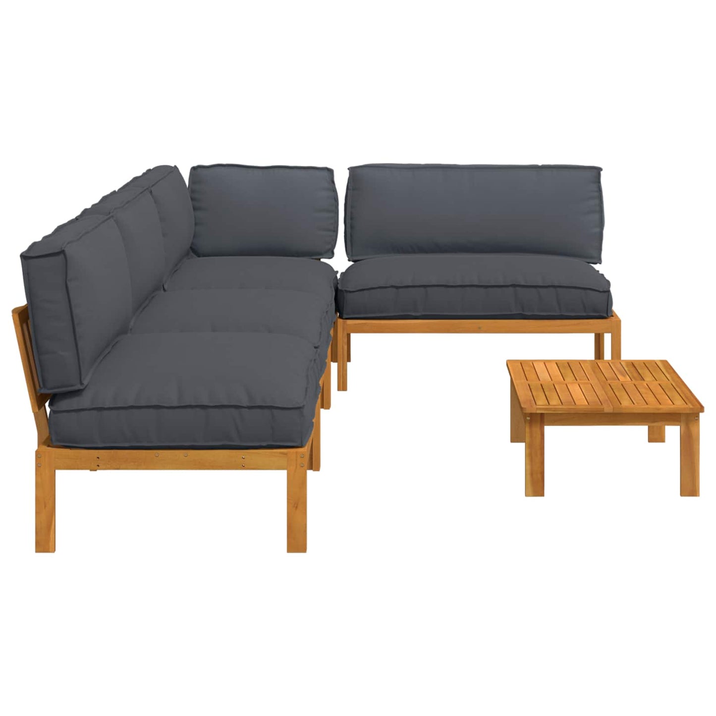 Sofa Sæt 5 stk. Antracit Massivt Akacietræ
