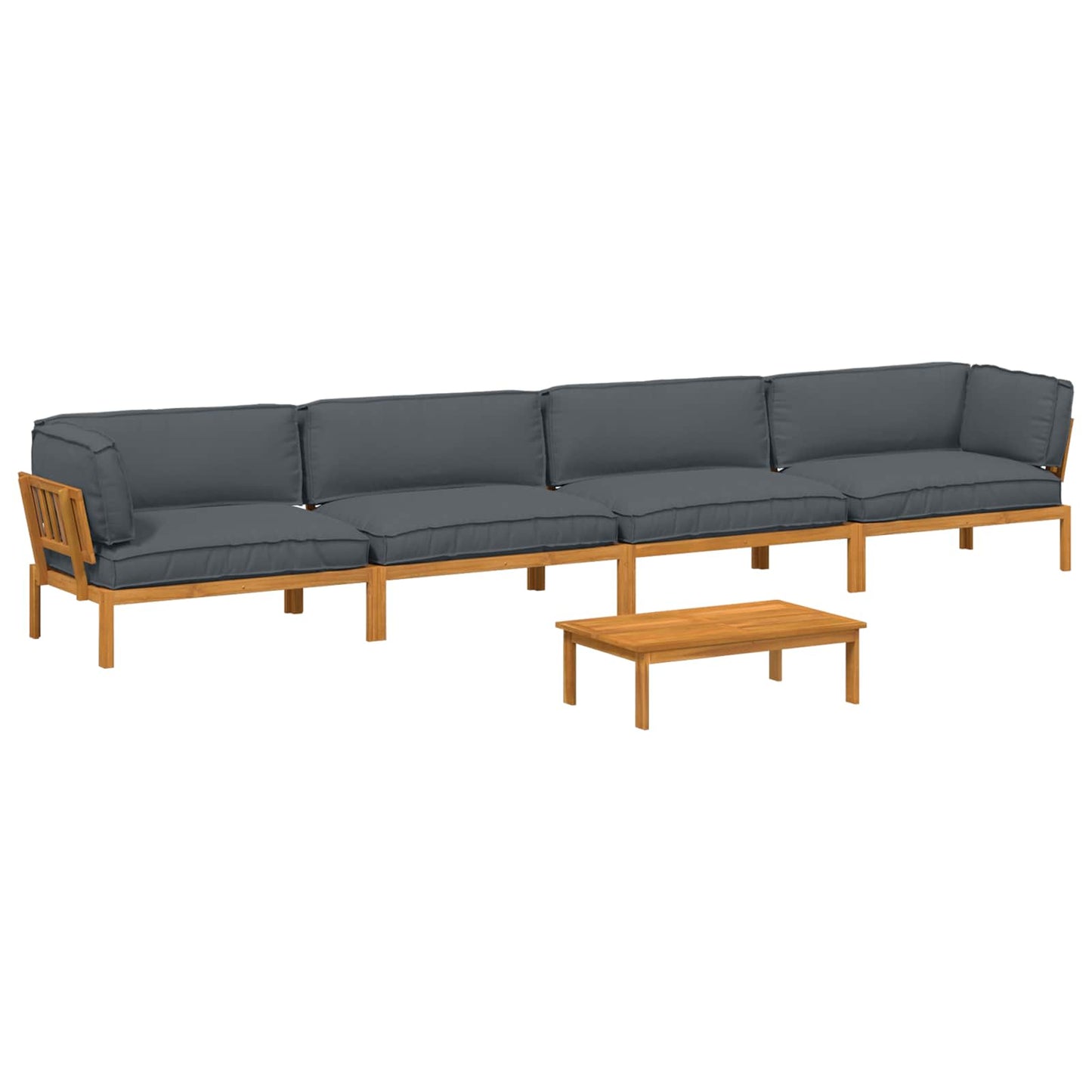 Sofa Sæt 5 stk. Antracit Massivt Akacietræ
