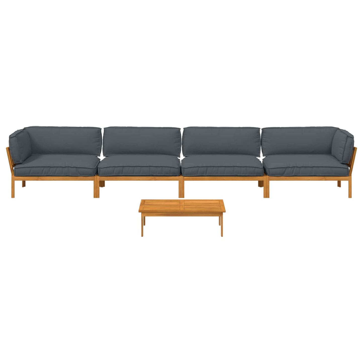 Sofa Sæt 5 stk. Antracit Massivt Akacietræ