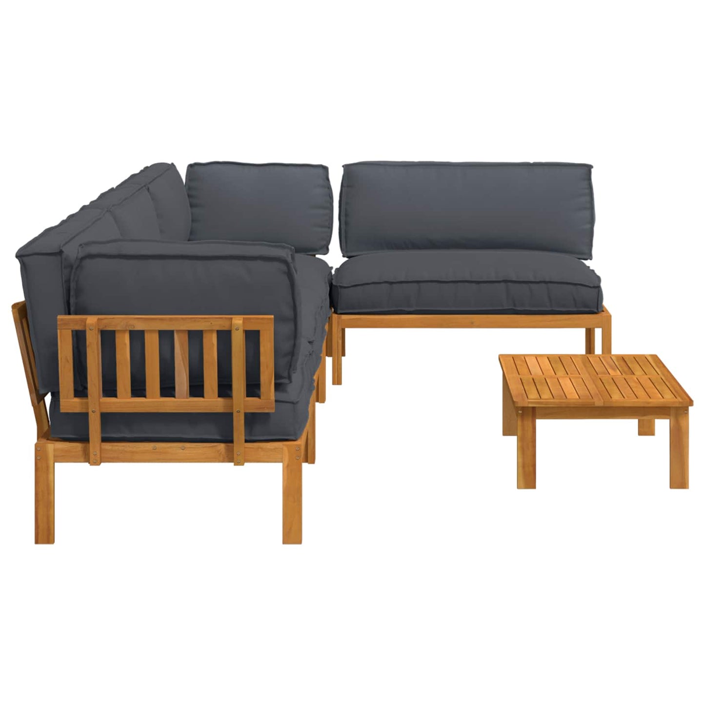 Sofa Sæt 5 stk. Antracit Massivt Akacietræ