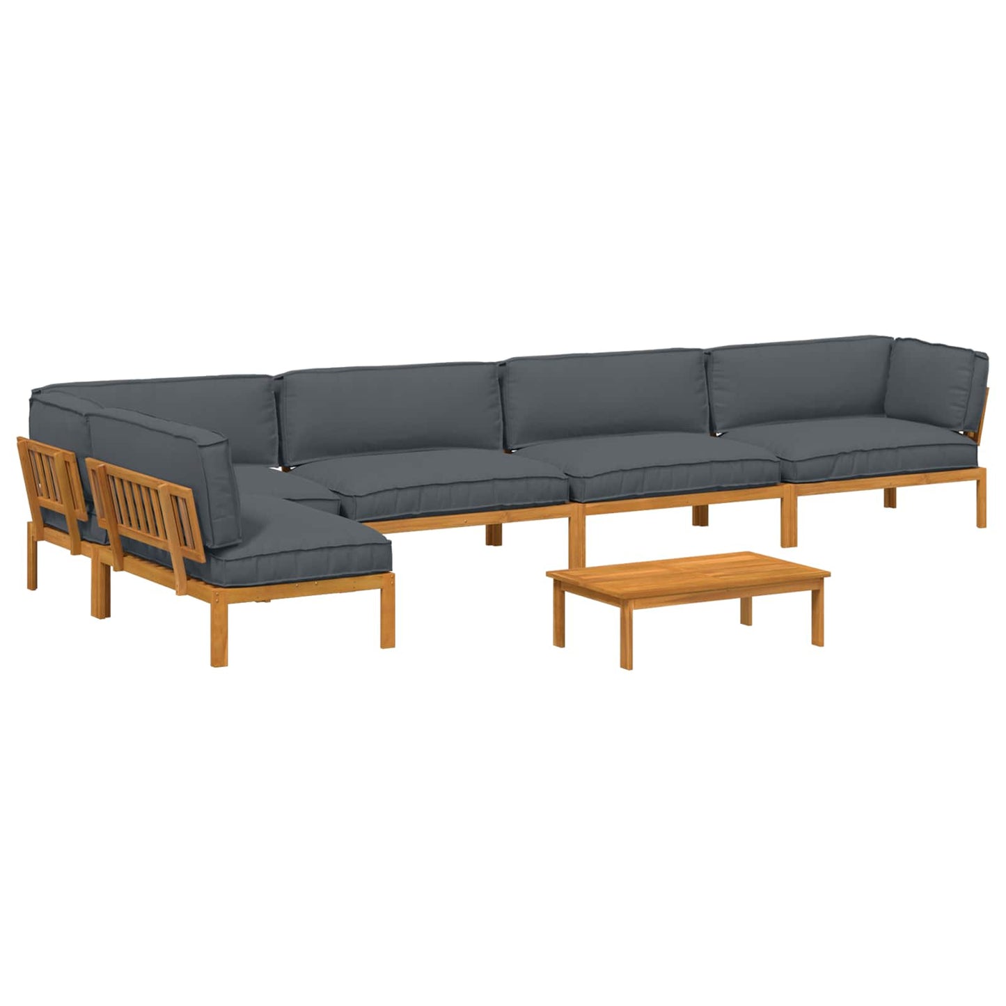 Sofa Sæt 6 stk. Antracit Massivt Akacietræ