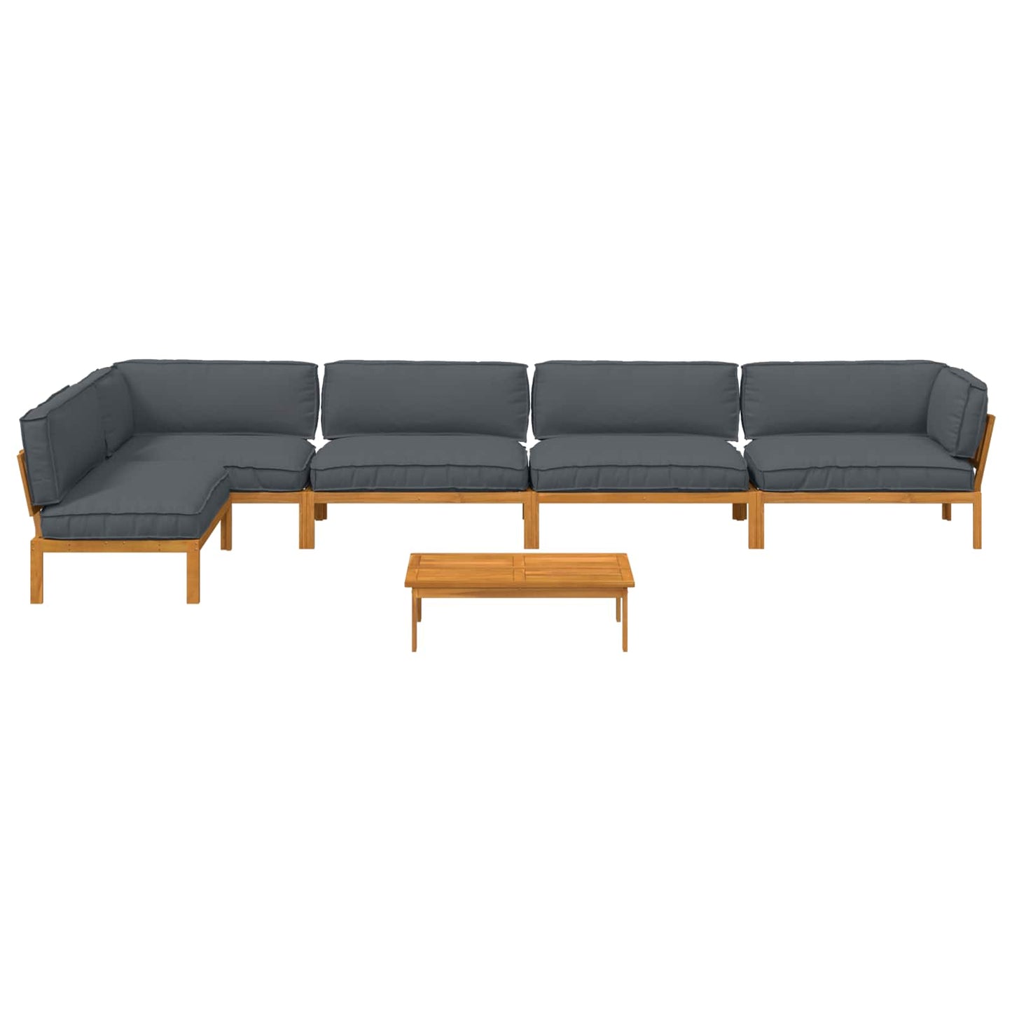 Sofa Sæt 6 stk. Antracit Massivt Akacietræ