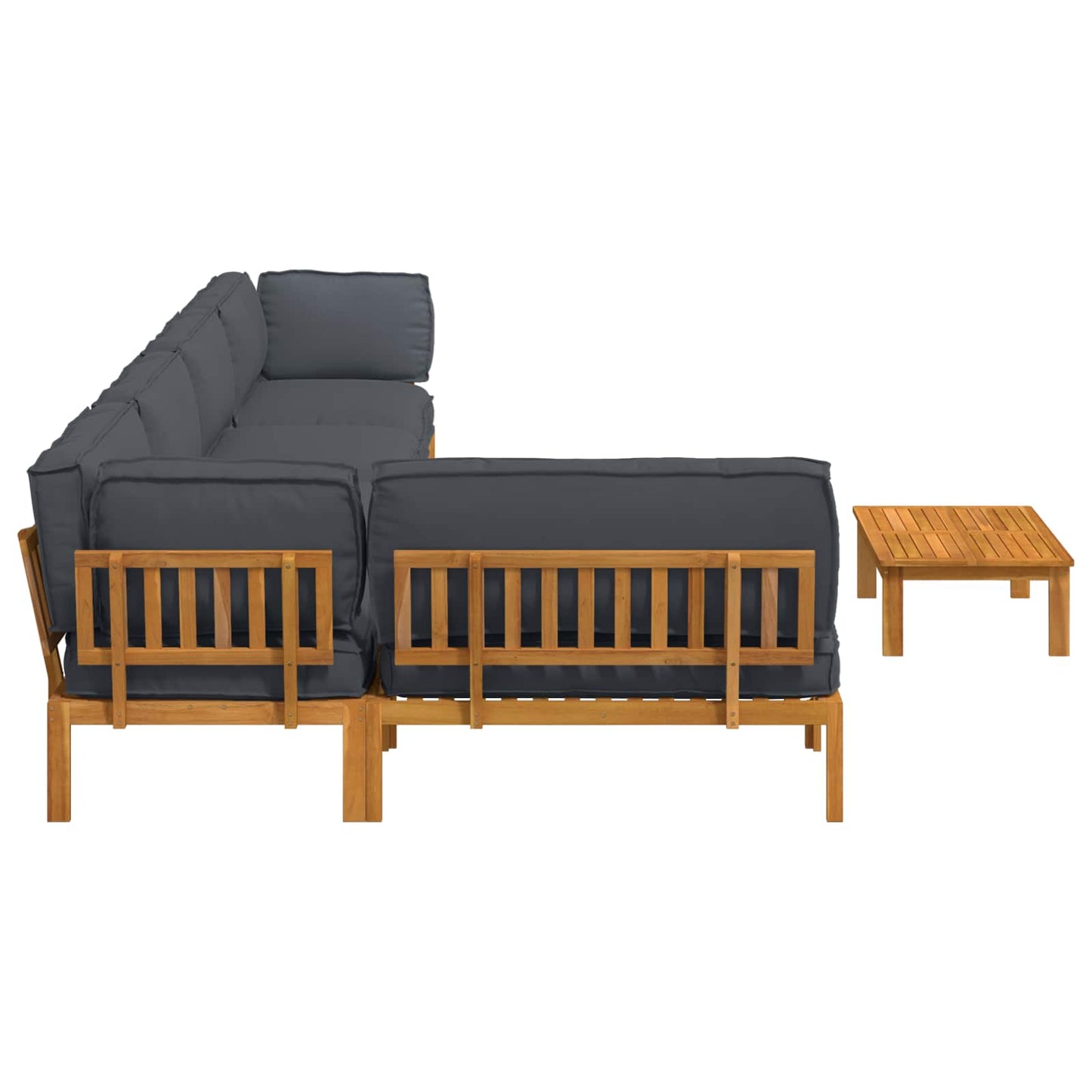 Sofa Sæt 6 stk. Antracit Massivt Akacietræ