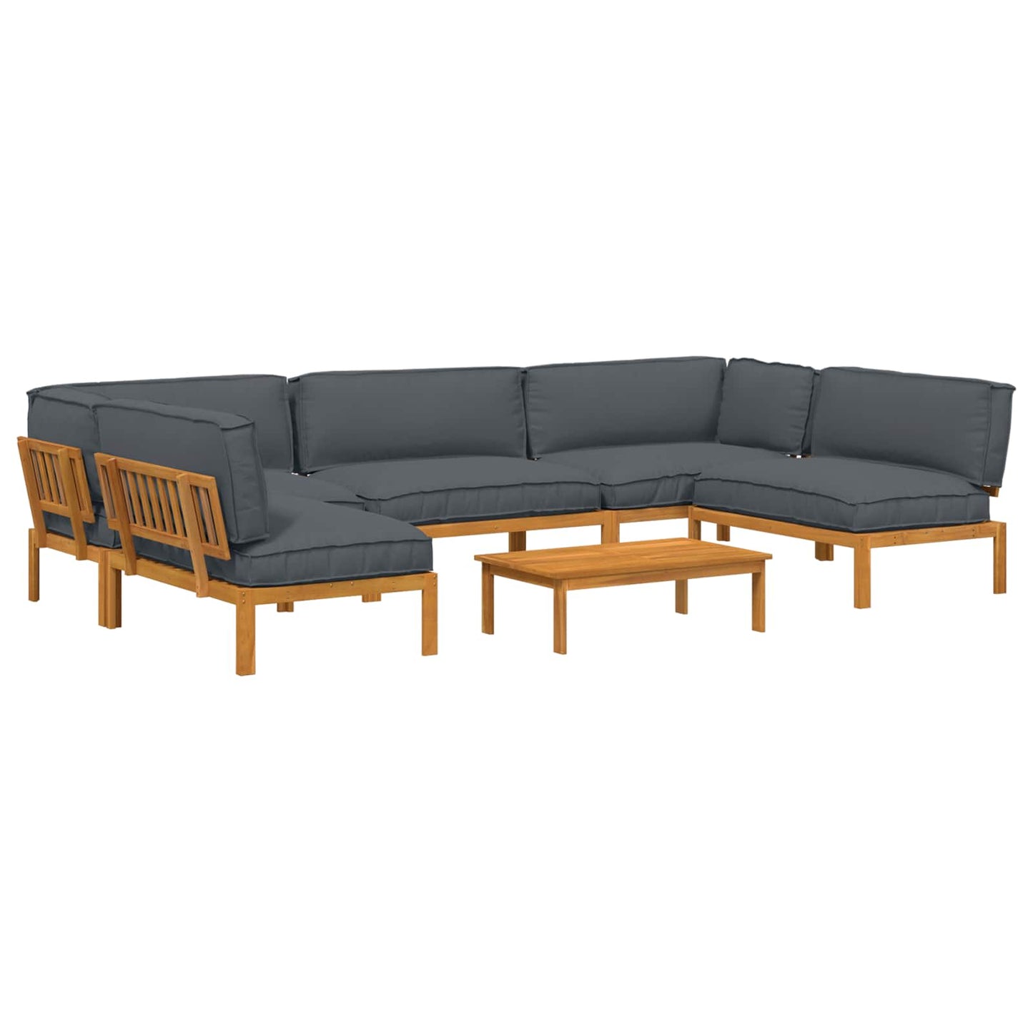 Sofa Sæt 6 stk. Antracit Massivt Akacietræ