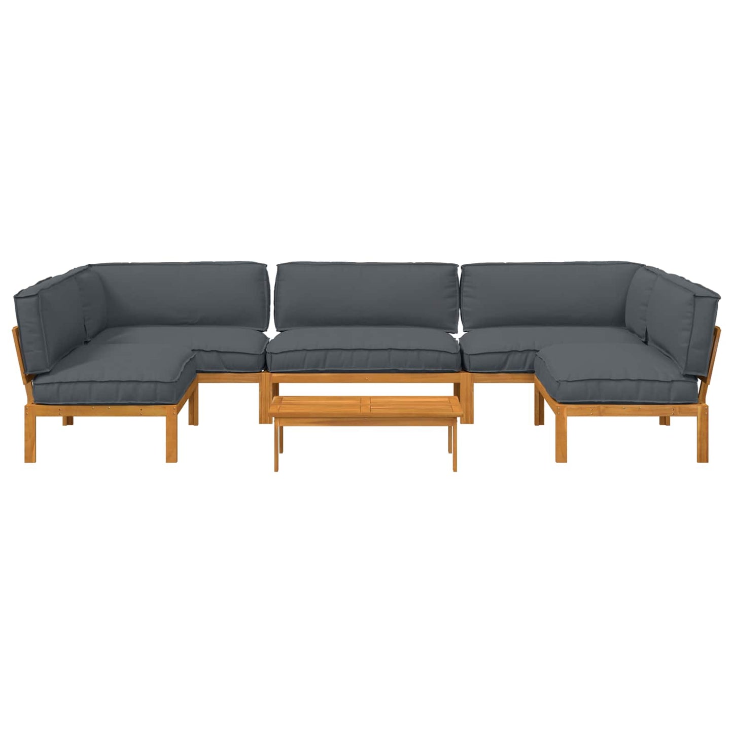 Sofa Sæt 6 stk. Antracit Massivt Akacietræ