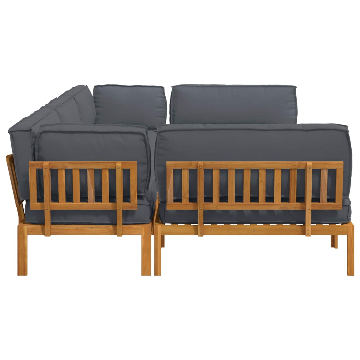 Sofa Sæt 6 stk. Antracit Massivt Akacietræ
