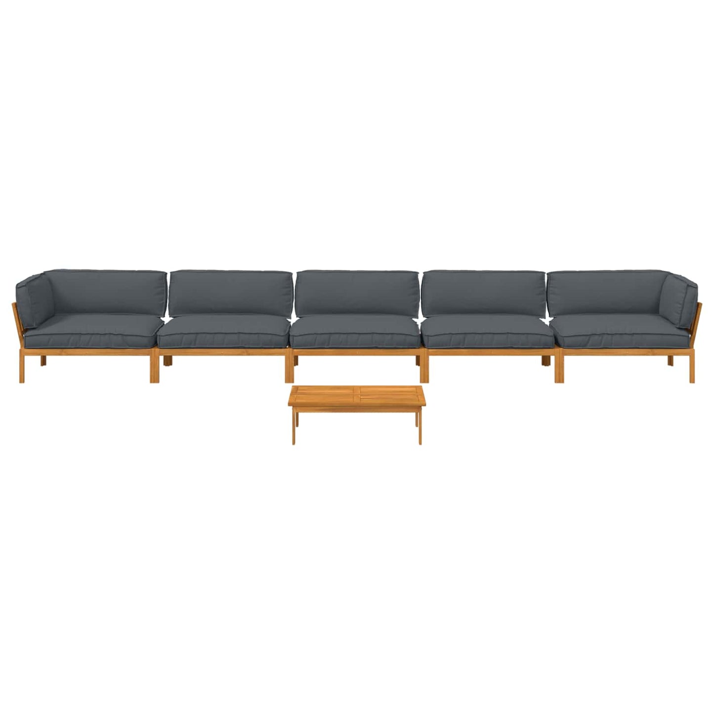 Sofa Sæt 6 stk. Antracit Massivt Akacietræ
