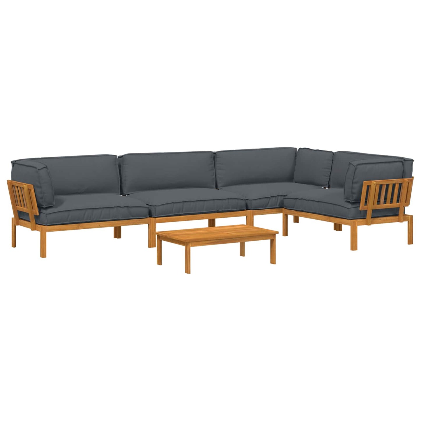 Sofa Sæt 5 stk. Antracit Massivt Akacietræ