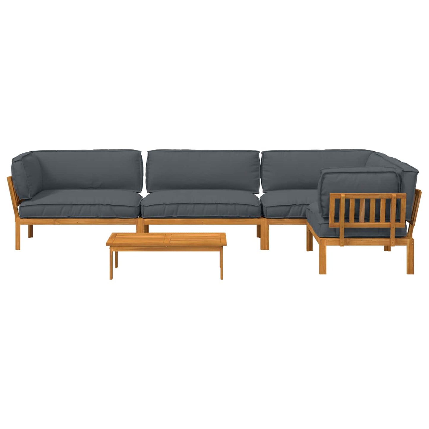 Sofa Sæt 5 stk. Antracit Massivt Akacietræ