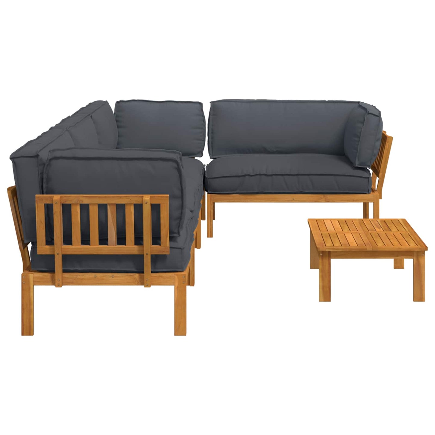 Sofa Sæt 5 stk. Antracit Massivt Akacietræ