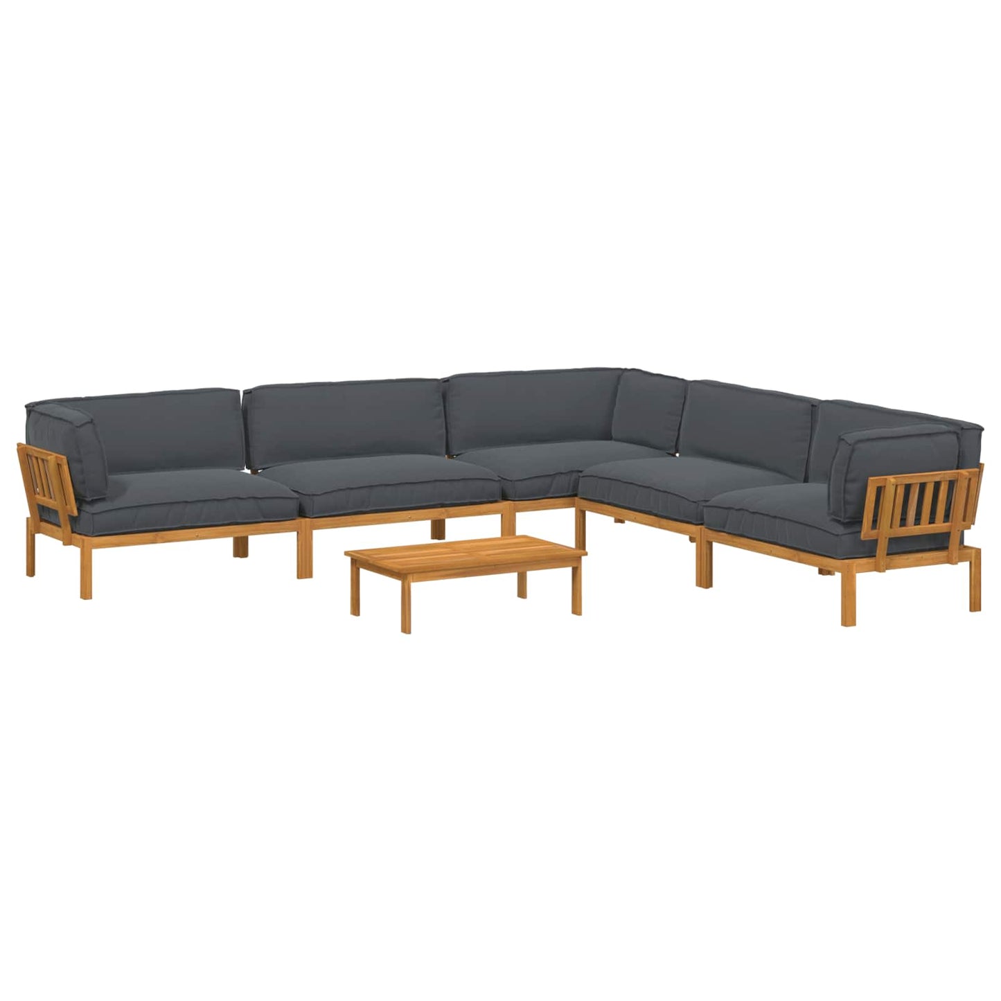 Sofa Sæt 6 stk. Antracit Massivt Akacietræ