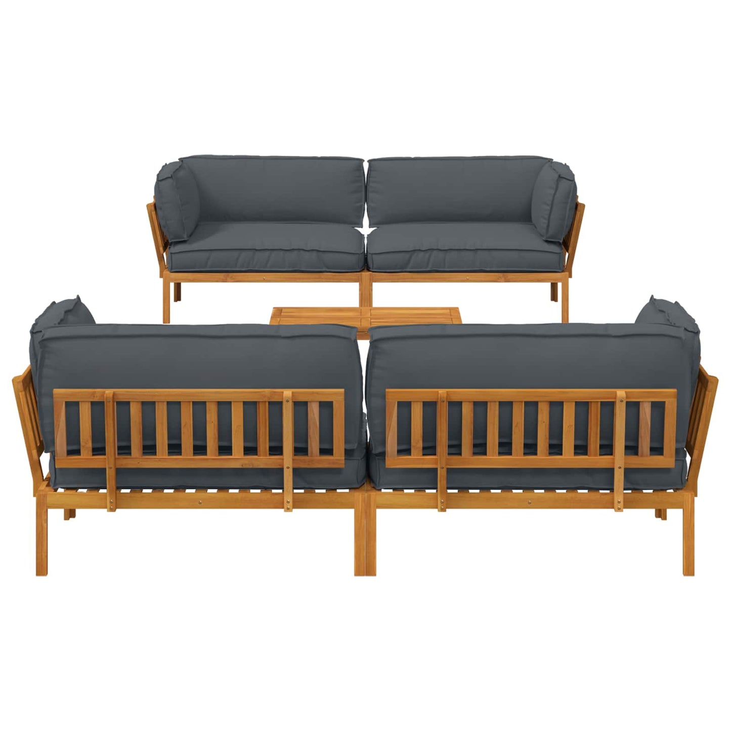 Sofa Sæt 5 stk. Antracit Massivt Akacietræ