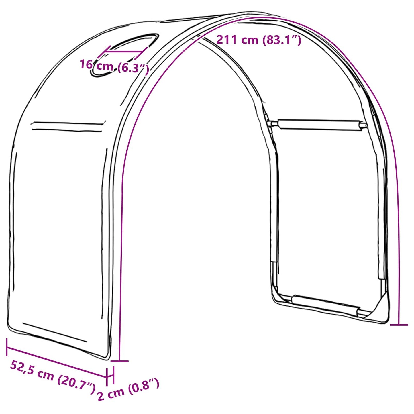 Seng Tunnel 2 pcs Sort 211 x 52,5 x 2 cm Polyester