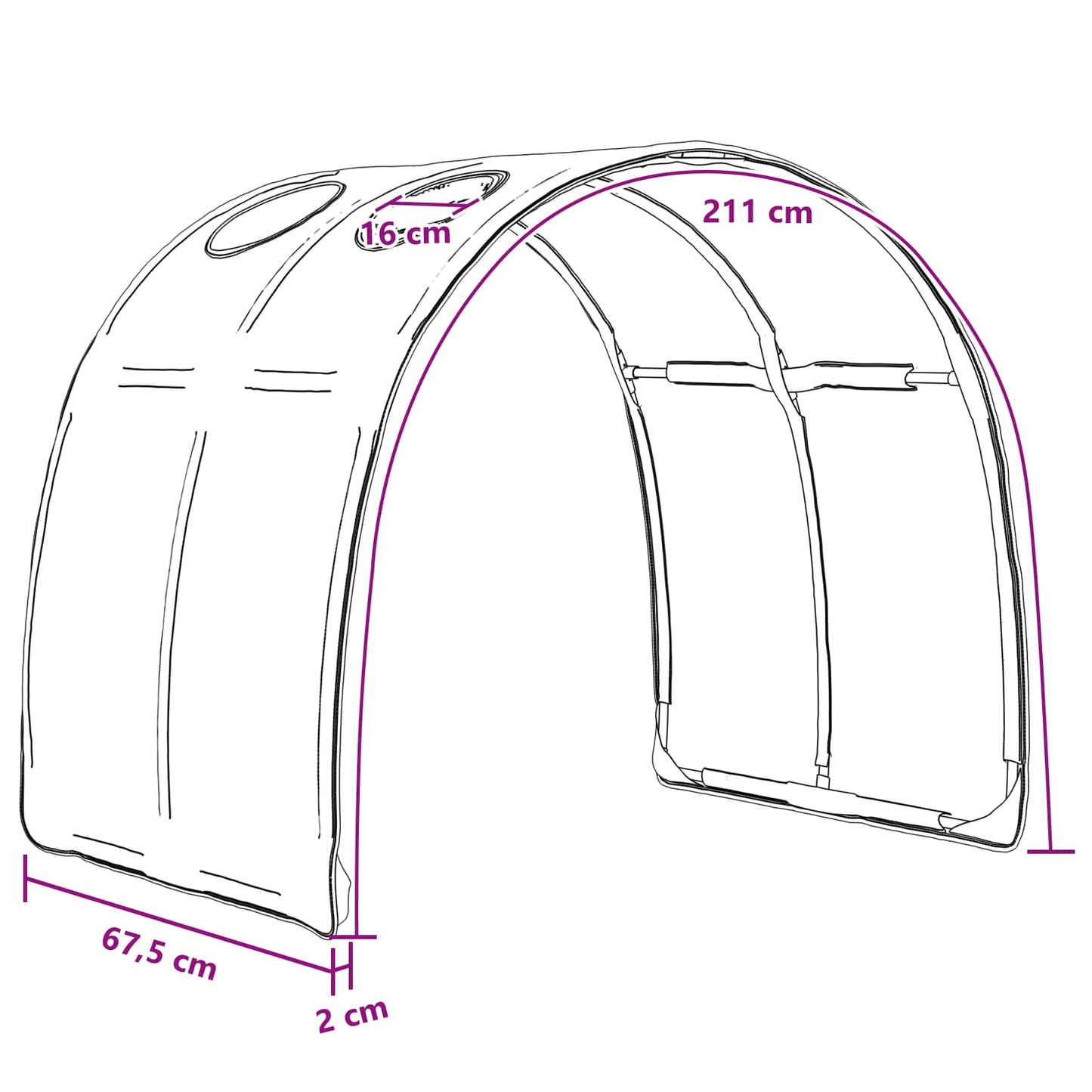 Seng Tunnel 2 pcs Lyseblå 211 x 67.5 x 2 cm Polyester
