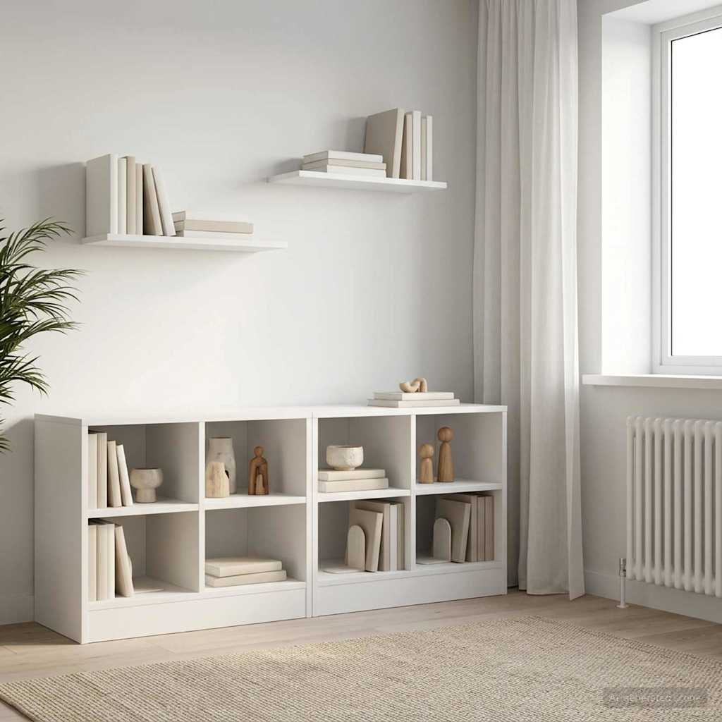 Sengeskab med hylde 2 pcs Hvid 66 x 33 x 48 cm Konstrueret træ