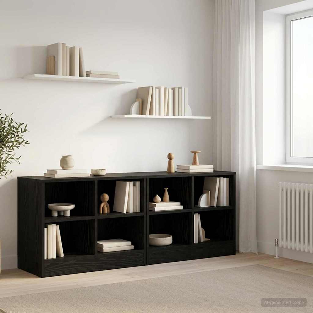 Sengeskab 2 pcs Sort eg 66 x 33 x 48 cm Konstrueret træ