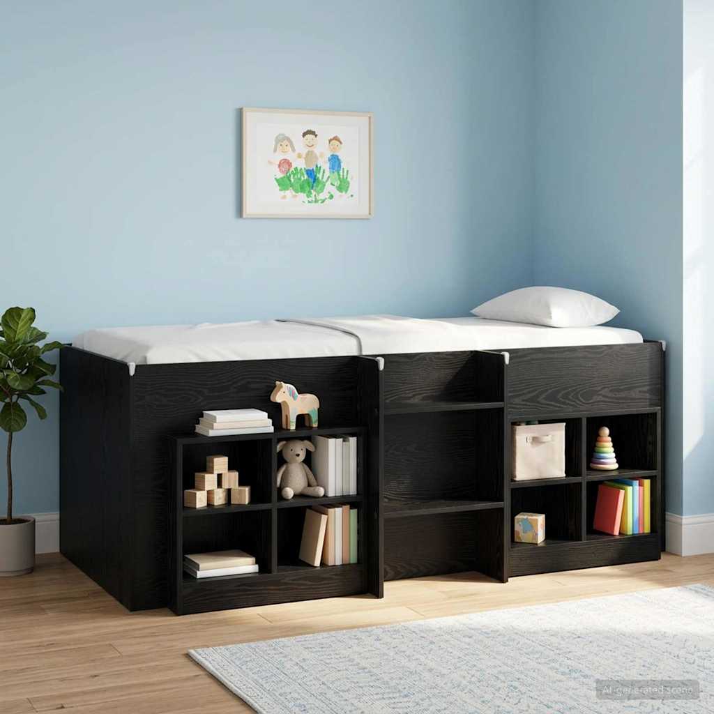 Sengeskab 2 pcs Sort eg 66 x 33 x 48 cm Konstrueret træ