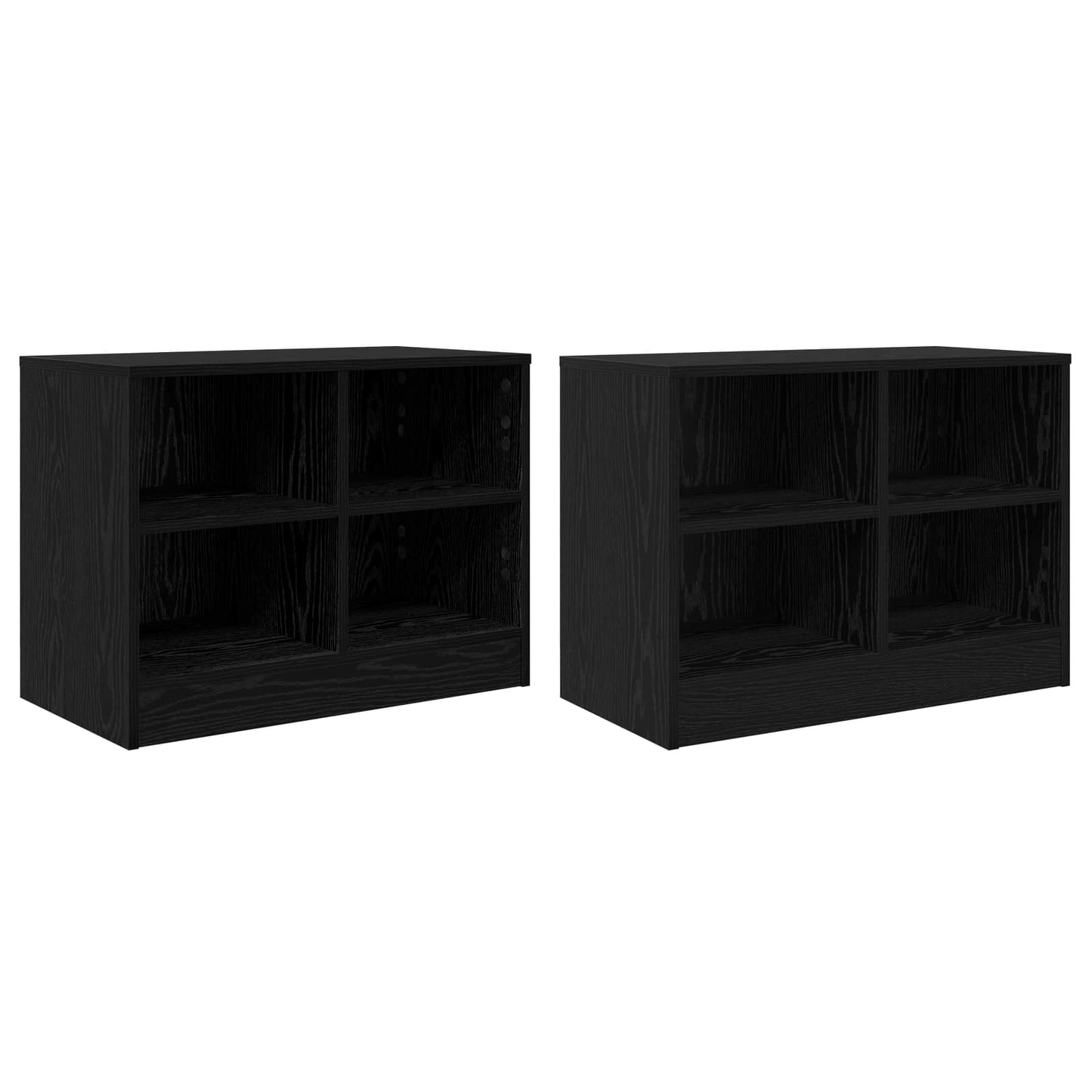 Sengeskab 2 pcs Sort eg 66 x 33 x 48 cm Konstrueret træ