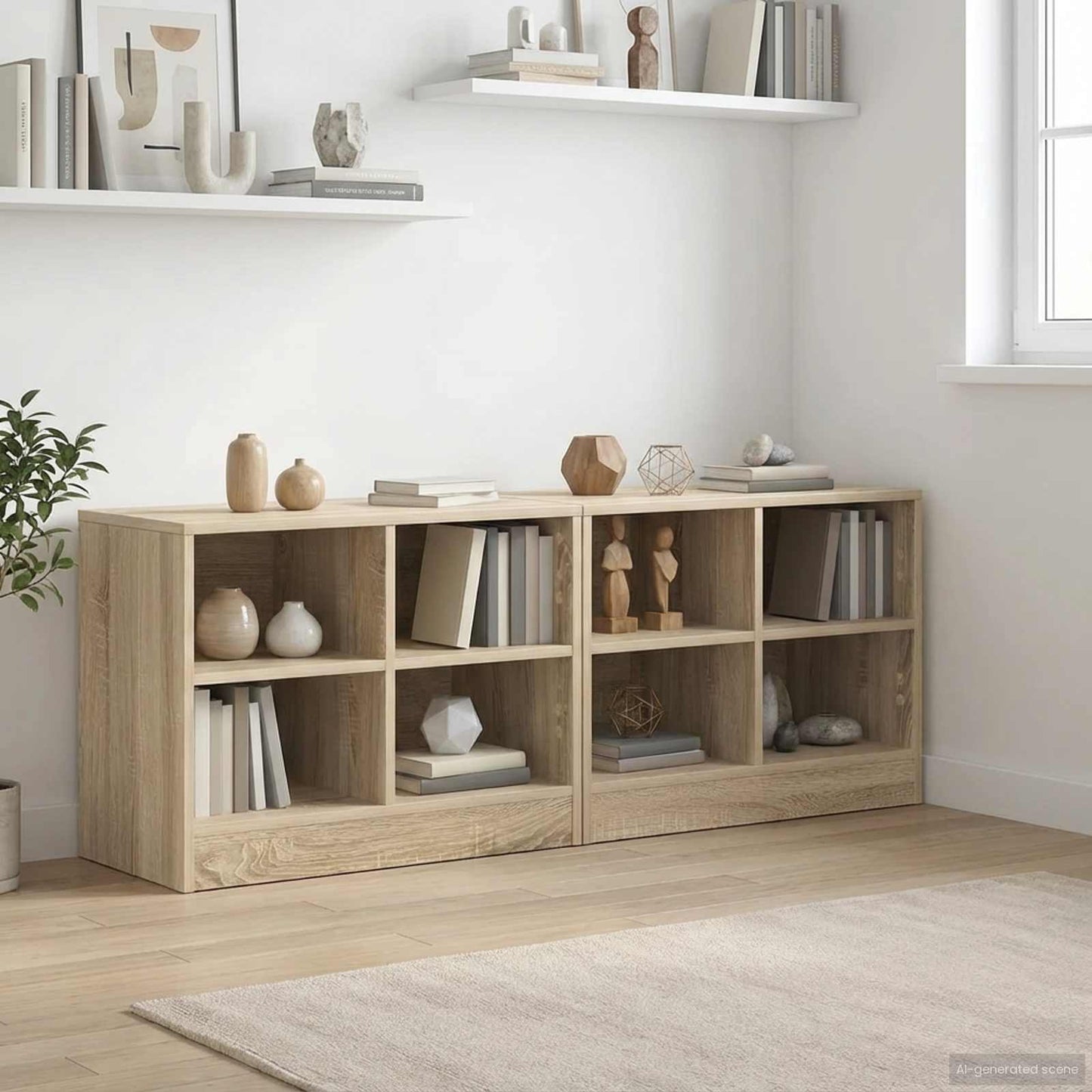 Sengeskab 2 pcs Sonoma-eg 66 x 33 x 48 cm Konstrueret træ