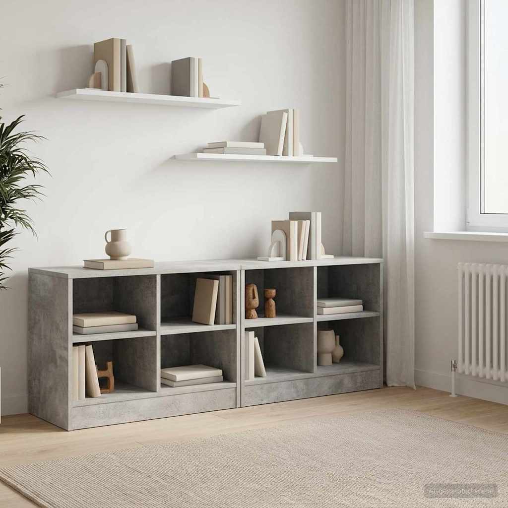 Sengeskab 2 pcs Betongrå 66 x 33 x 48 cm Konstrueret træ