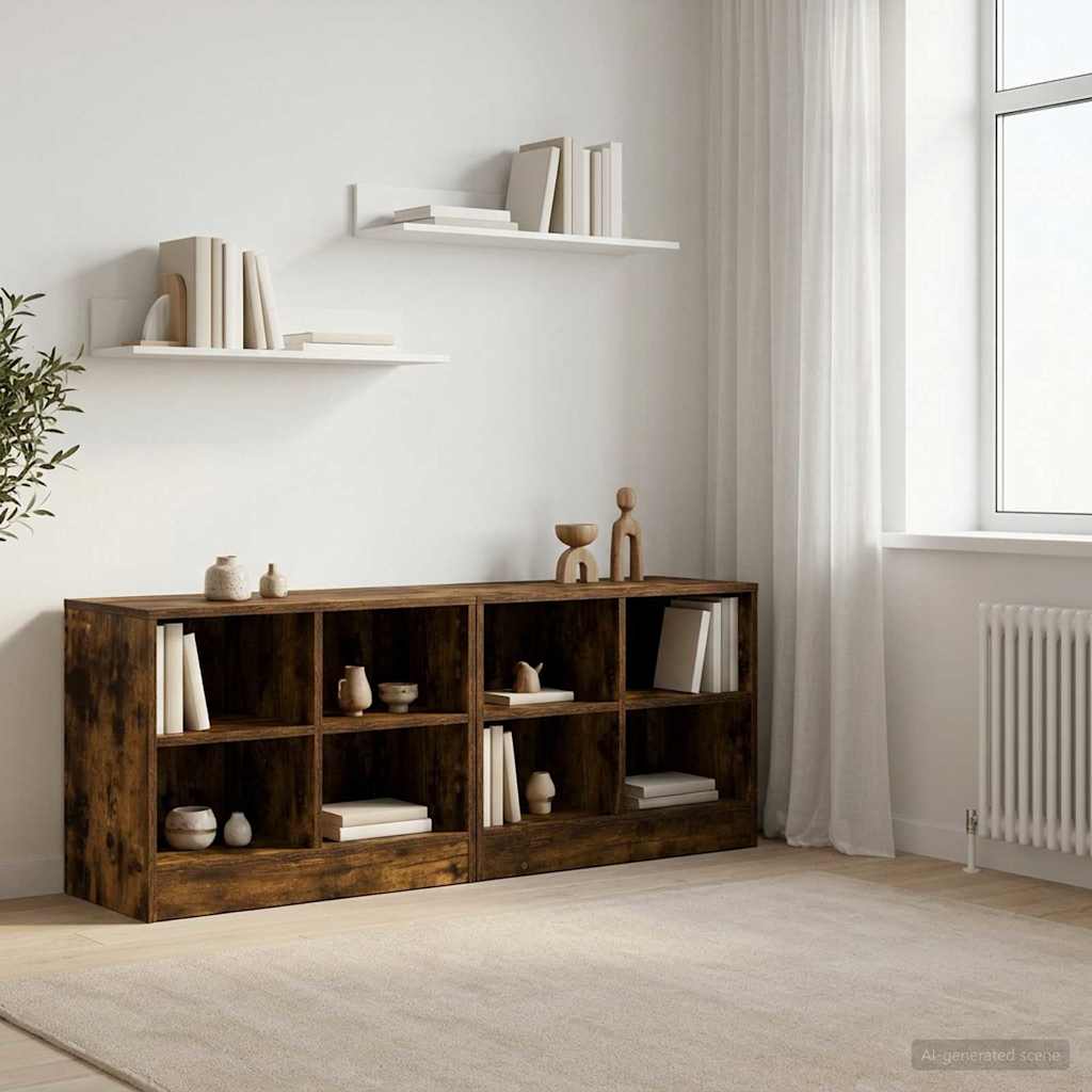 Sengeskab 2 pcs Røget eg 66 x 33 x 48 cm Konstrueret træ
