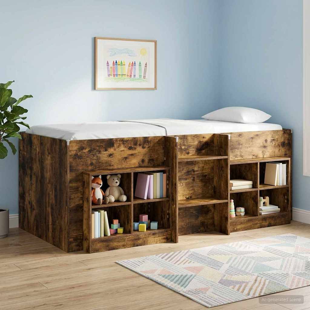 Sengeskab 2 pcs Røget eg 66 x 33 x 48 cm Konstrueret træ