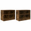 Sengeskab 2 pcs Røget eg 66 x 33 x 48 cm Konstrueret træ