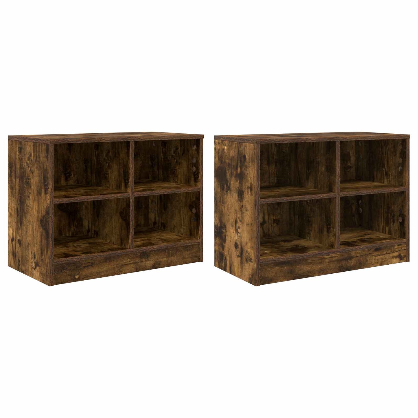 Sengeskab 2 pcs Røget eg 66 x 33 x 48 cm Konstrueret træ