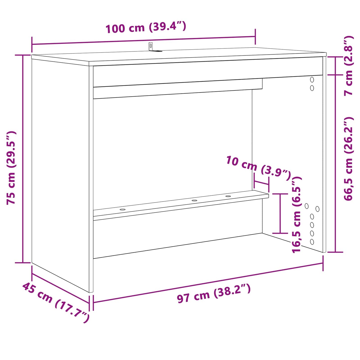 Sengebord Røget eg Konstrueret træ 100 x 45 x 75 cm