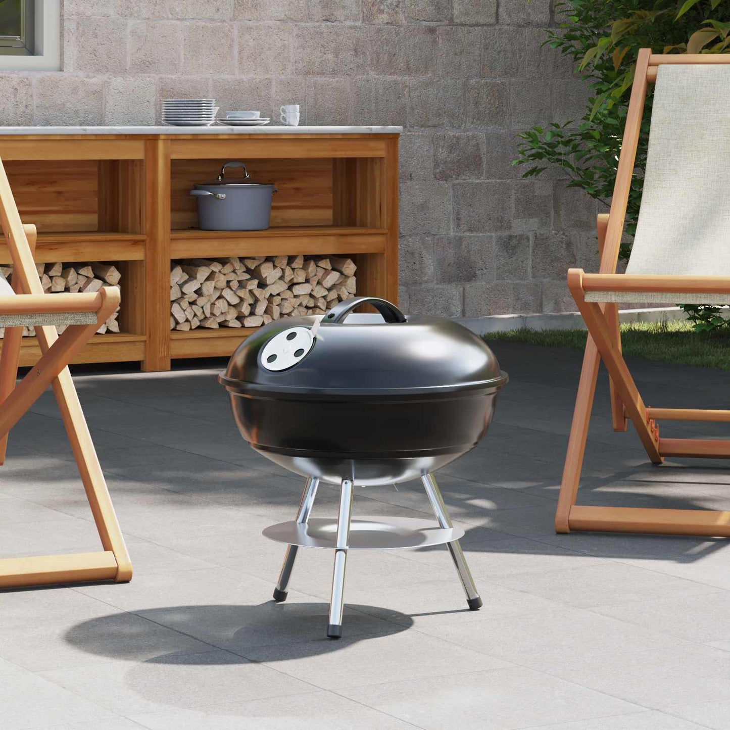 Kulgrill Sort 36,5 x 36,5 x 40 cm