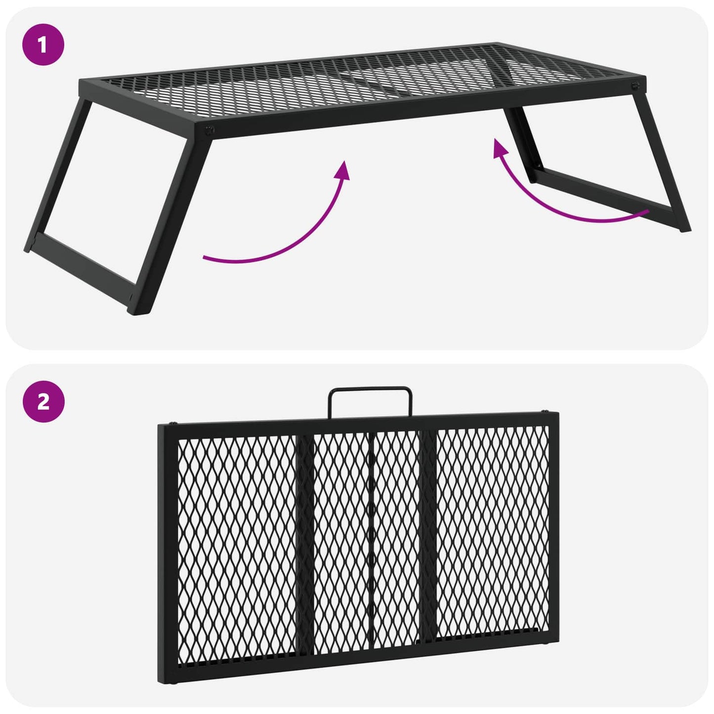 Foldbart Camping Grill Sort 58 x 31 x 2 cm Legeret Stål