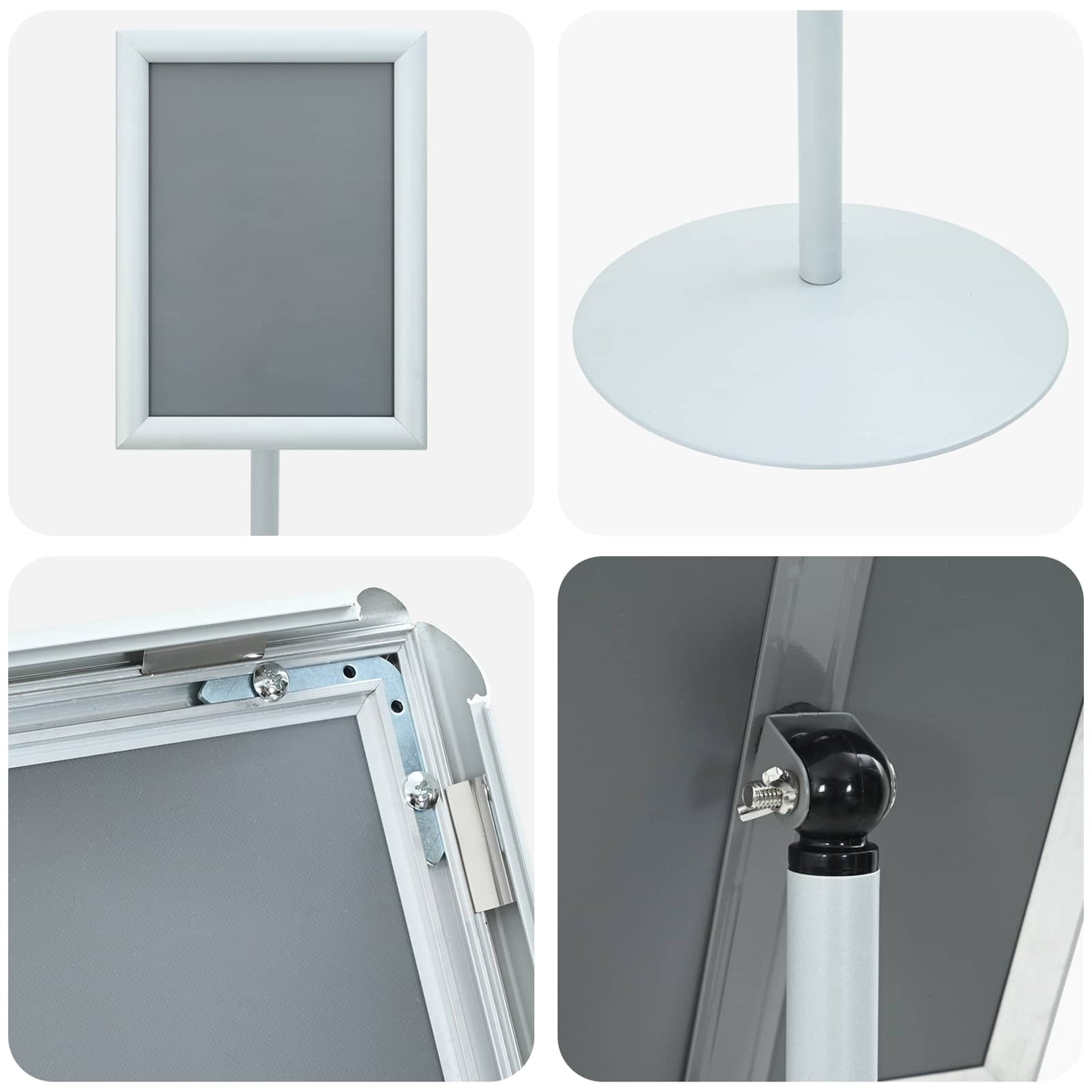 Pedestal Plakatstand Sølv 33 x 33 x 126 cm PVC og Stål