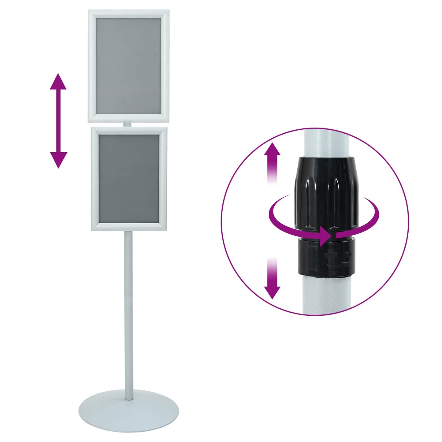 Pedestal Plakatstand Sølv 33 x 33 x 123 cm PVC og Stål