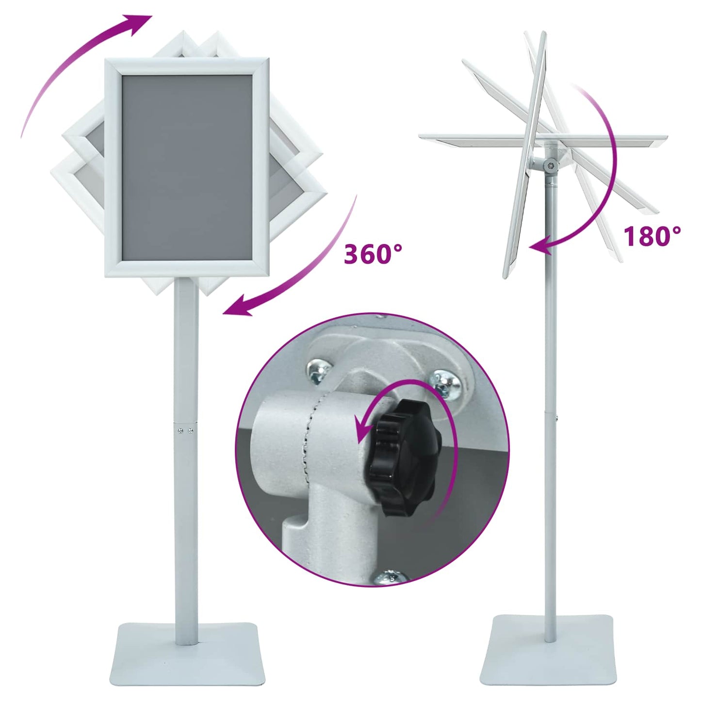 Pedestal Plakatstand Sølv 32,5 x 27 x 126 cm Støbejern