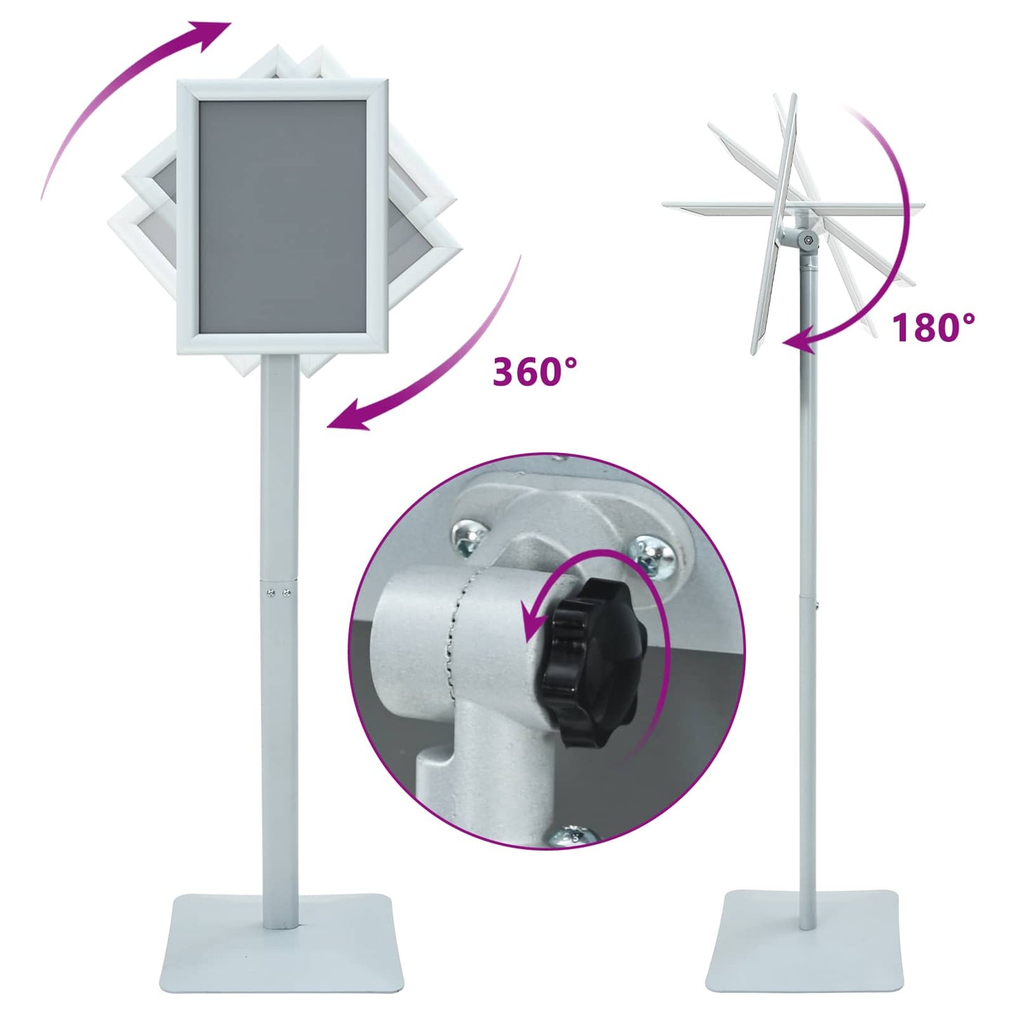 Pedestal Plakatstand Sølv 32 x 27 x 119 cm Støbejern
