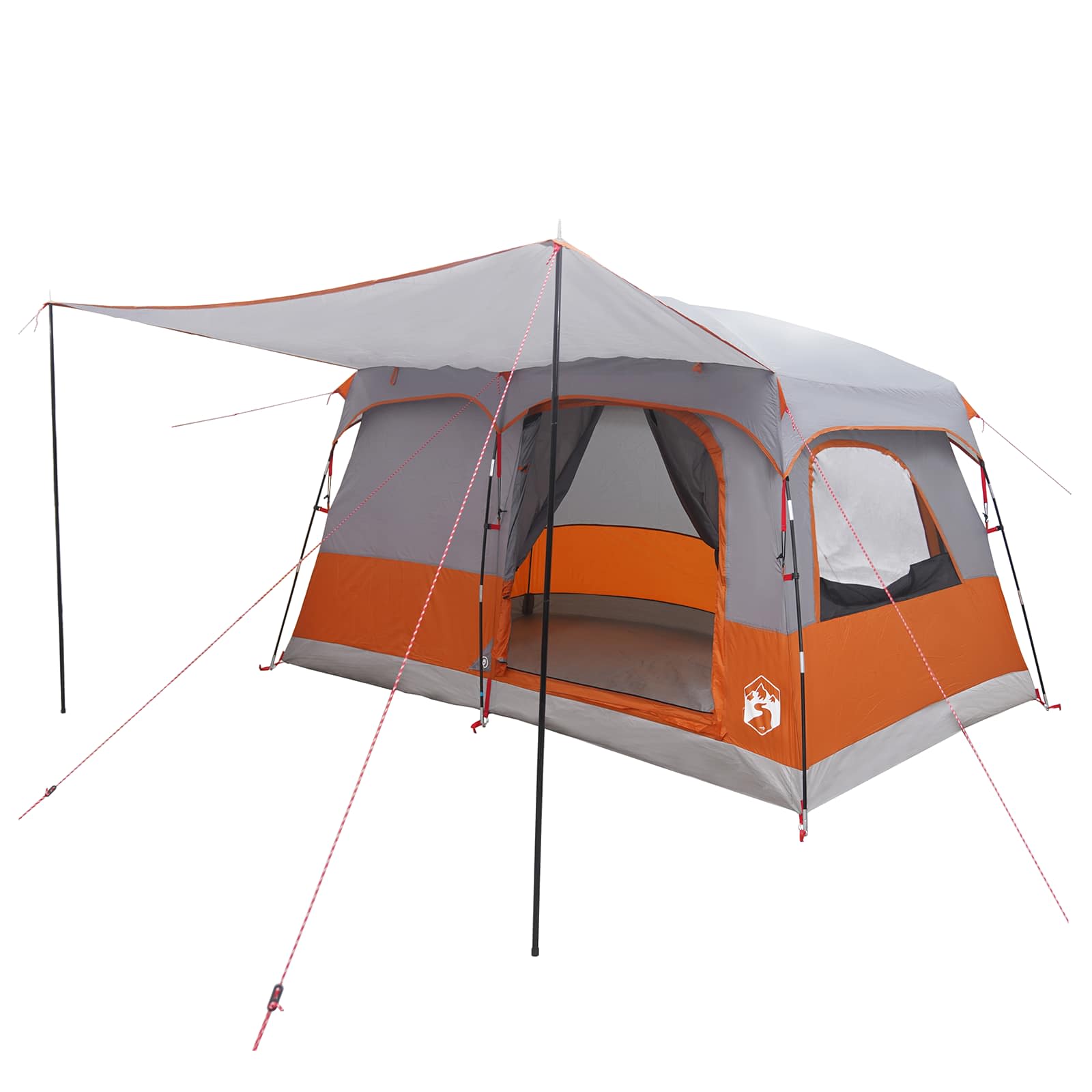Familietelt med tag Grå og orange 320 x 210 x 180 cm Polyester billede