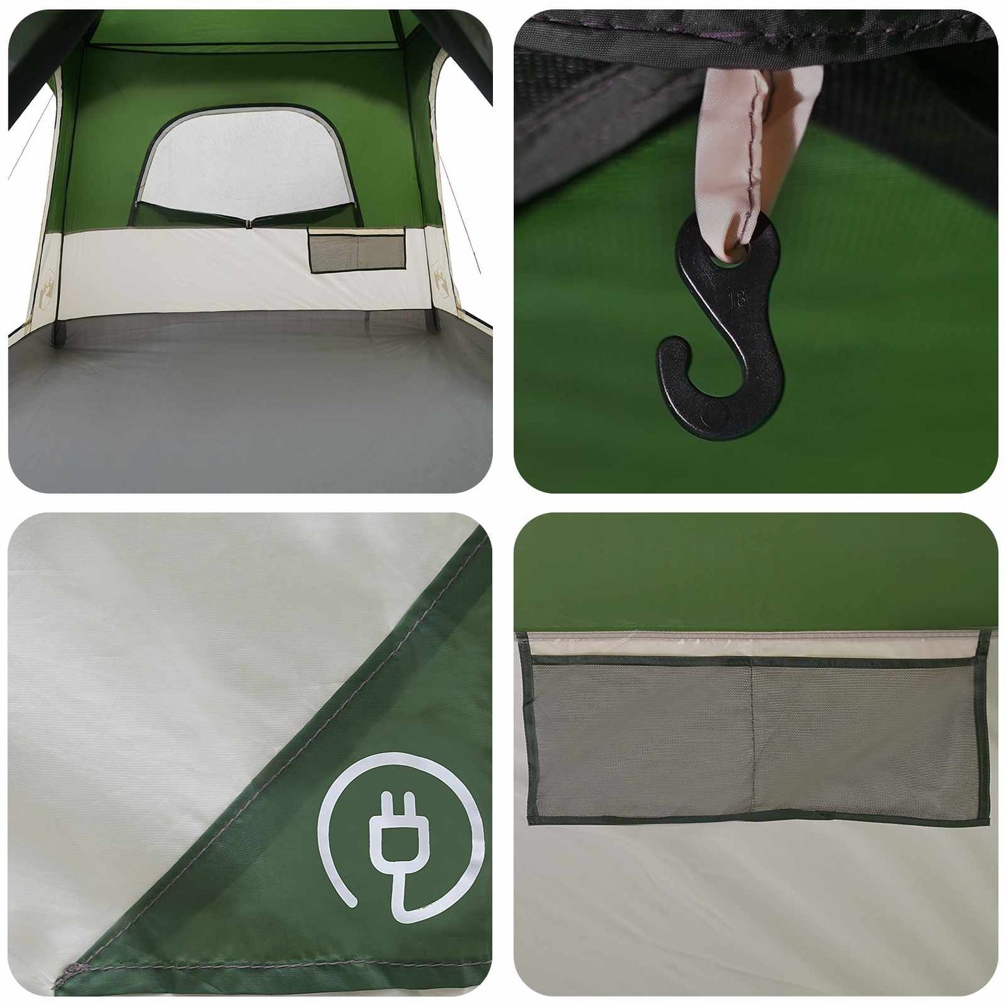 Familietelt med tag Grøn 380 x 260 x 190 cm Polyester